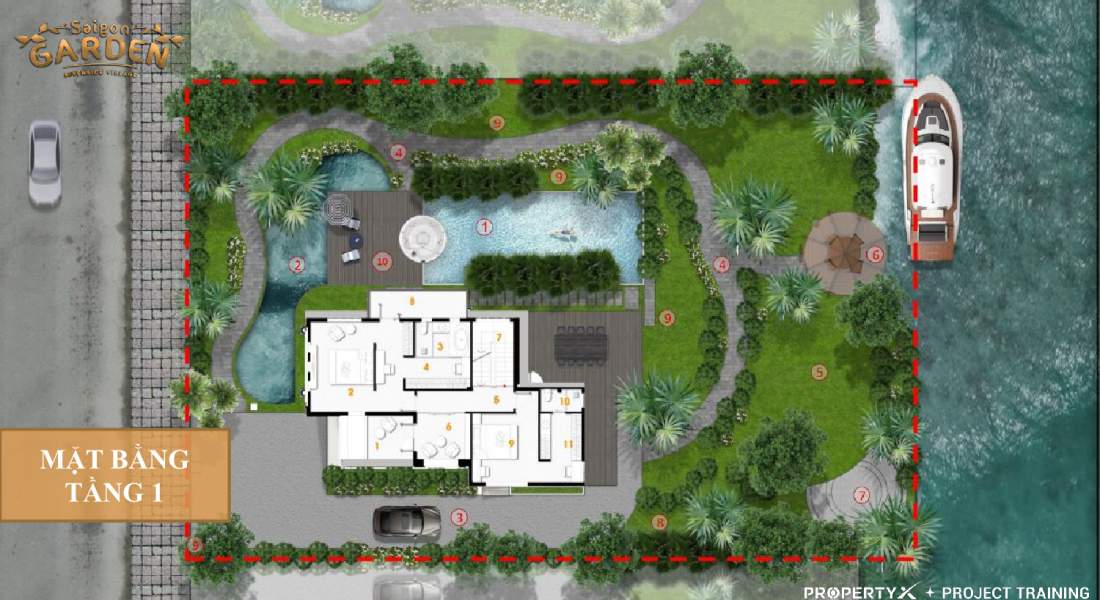 Mặt bằng tầng 1 Saigon Garden Riverside Village