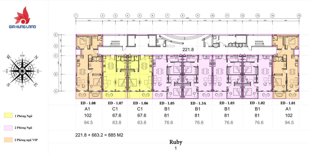  Edna Resort toà 1 Ruby