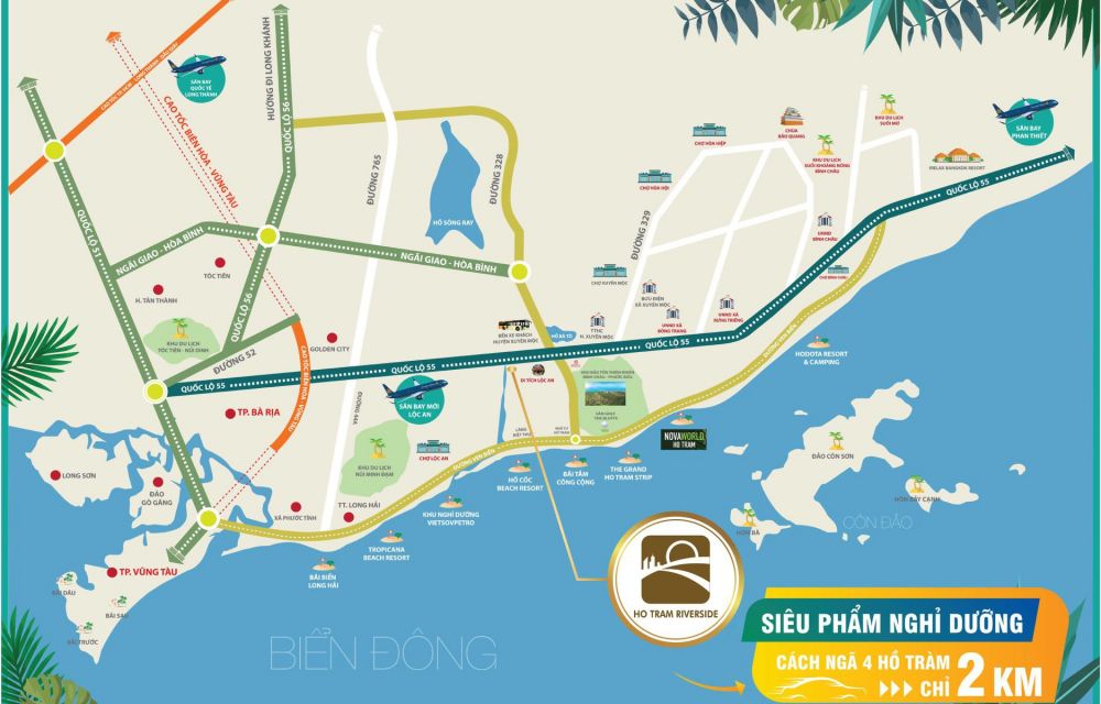 Vị trí dự án đất nền Hồ Tràm Riverside Bà Rịa Vũng Tàu