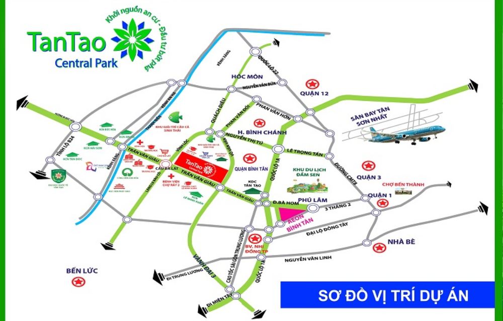 Vị trí dự án đất nền SỔ ĐỎ Tân Tạo Central Park Bình Chánh