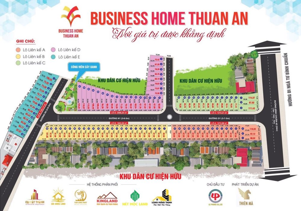 Mặt bằng dự án đất nền Business Home Thuận An Bình Dương