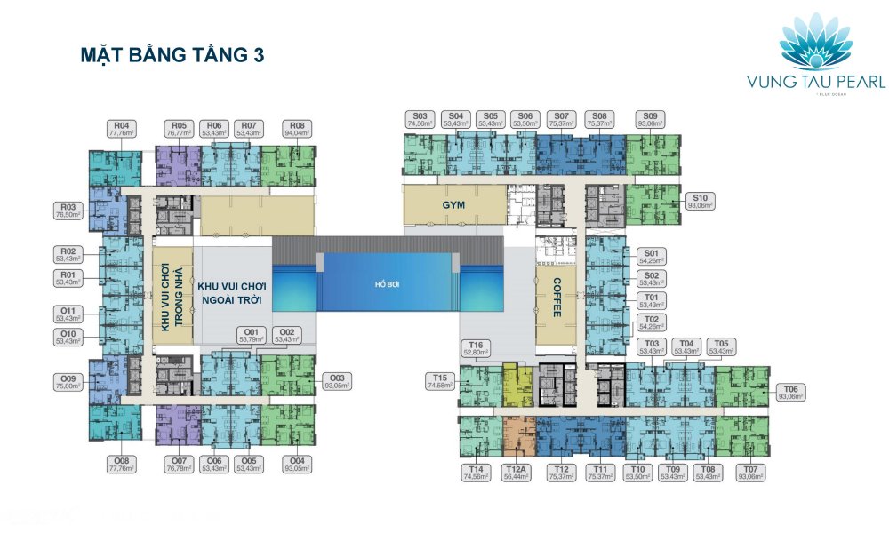 Mặt bằng tầng 3 căn hộ Vũng Tàu Pearl