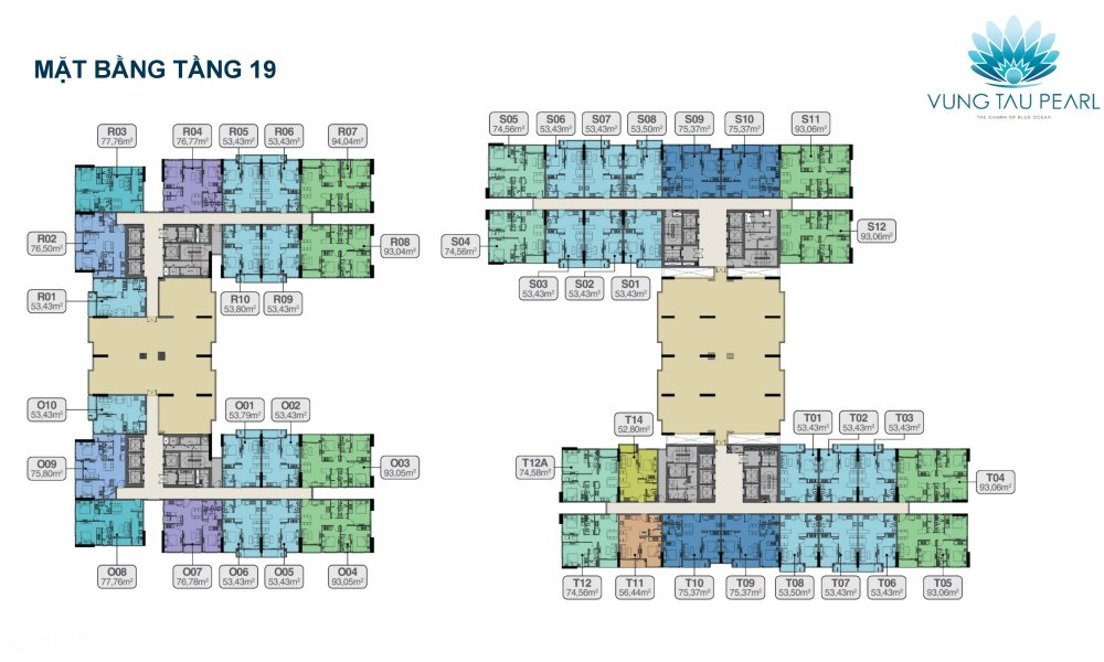 Mặt bằng tầng 19 căn hộ Vũng Tàu Pearl