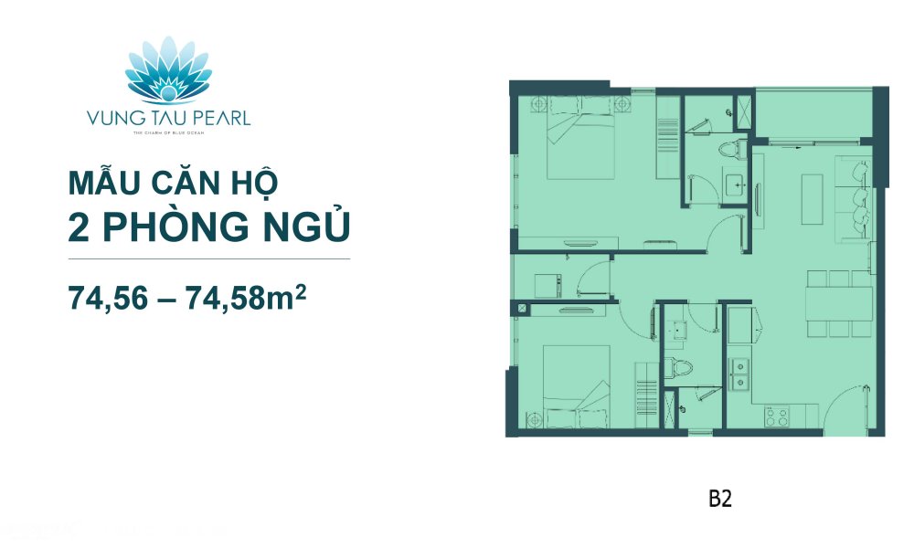 Thiết kế 2 phòng ngủ căn hộ Vũng Tàu Pearl