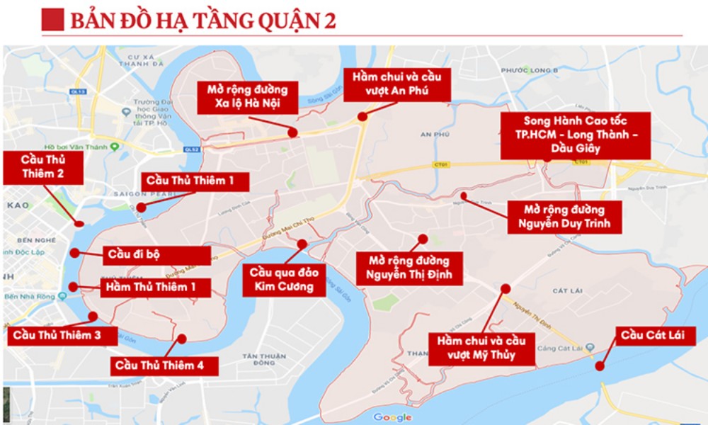 Hệ thống quy hoạch giao thông tại Quận 2 hiện nay