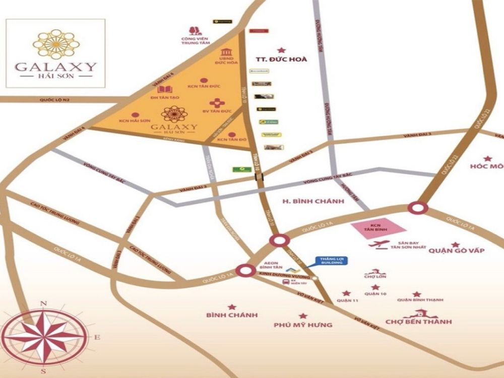 Vị trí dự án Galaxy Hải Sơn Đức Hoà Long An