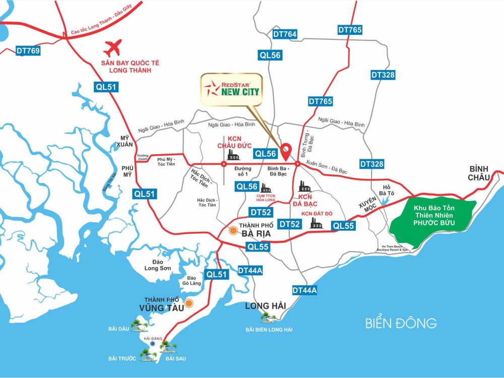 Vị trí dự án đất nền Redstar New City Bà Rịa Vũng Tàu