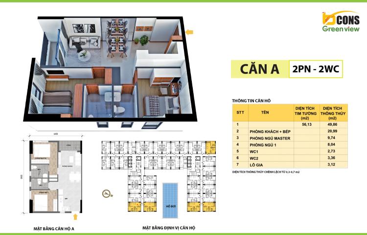 Thiết kế căn A Bcons Green View Bình Dương