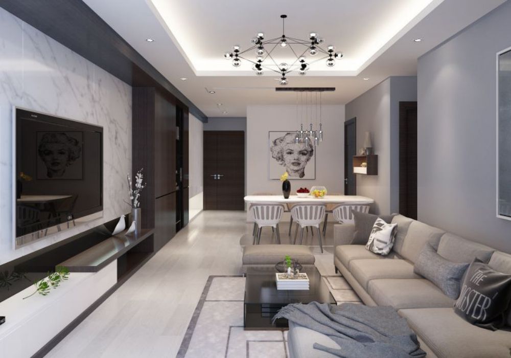 Thiết kế Phòng khách căn hộ chung cư QMS Tower 2 Tố Hữu Hà Nội