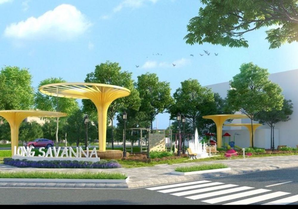 Cổng chính dự án đất nền Long Savanna Nhà Bè