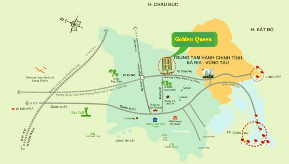 Vị trí dự án khu biệt thự Golden Queen Bà Rịa