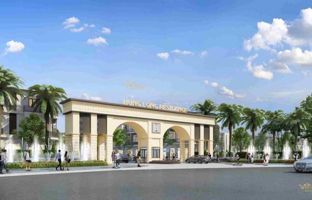 Cổng chính dự án Hưng Long Residence 