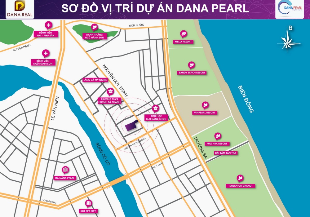 Vị trí dự án đất nền Dana Pearl Đà Nẵng
