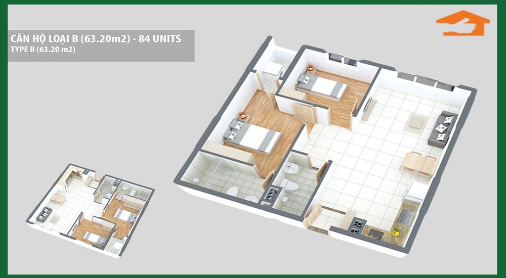 Căn Osimi Phú Mỹ loại B (63.2m2)