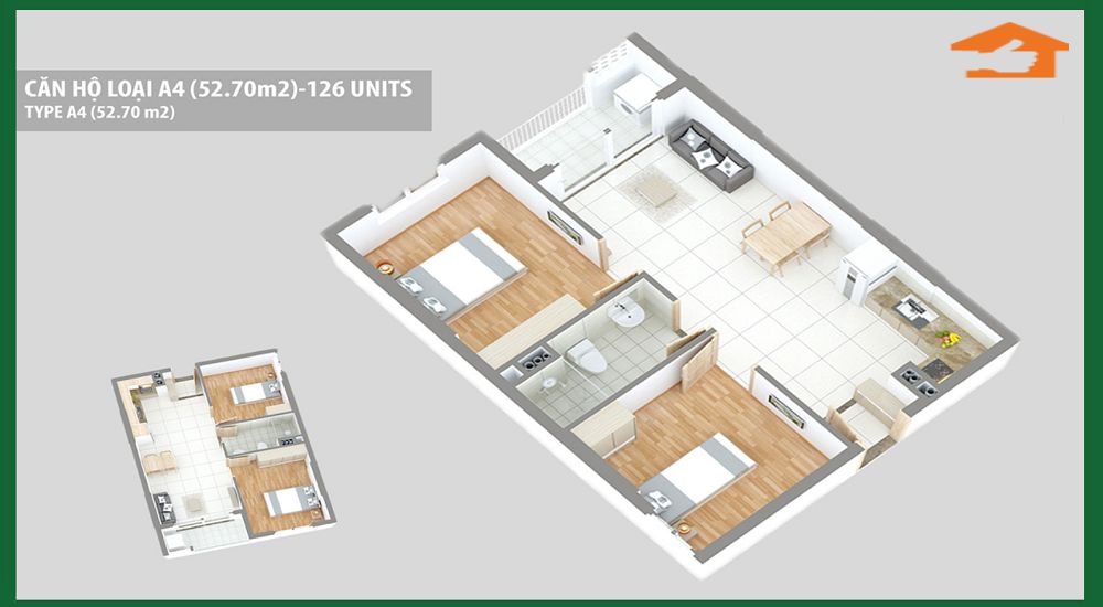 Căn Osimi Phú Mỹ loại A4 (52.70m2)