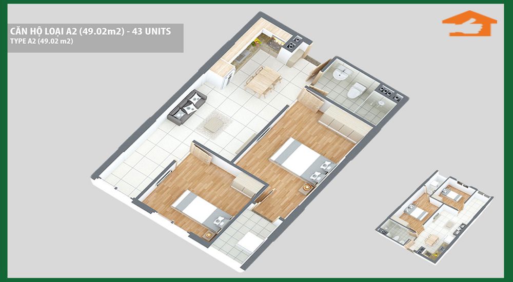 Căn Osimi Phú Mỹ loại A2 (49.02m2)