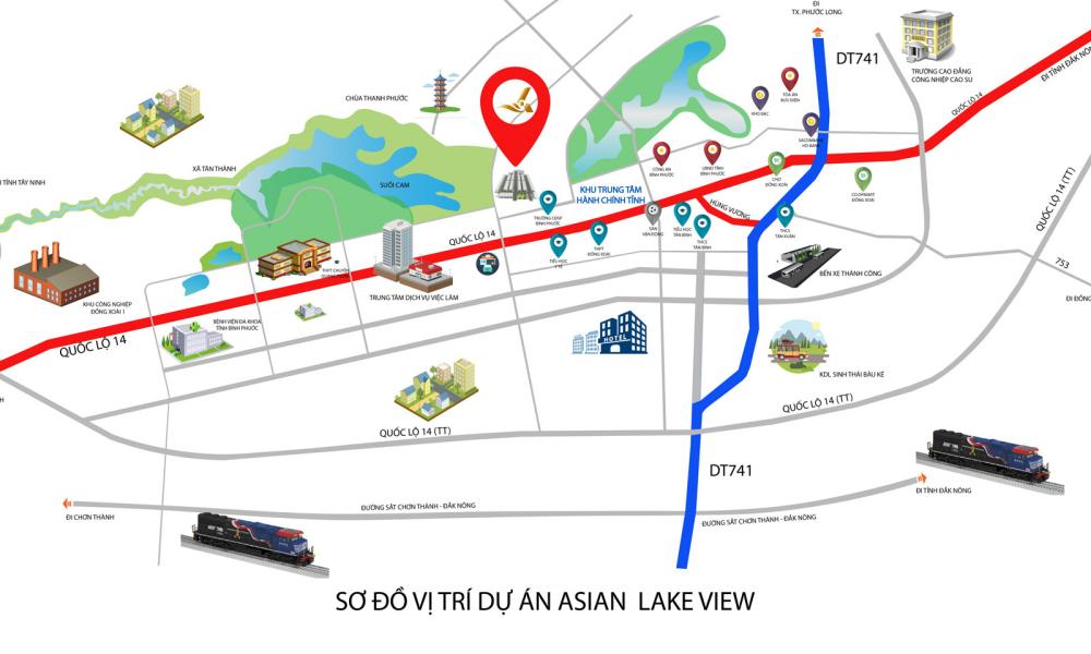 Vị trí dự án Asian Lake View Đồng Xoài