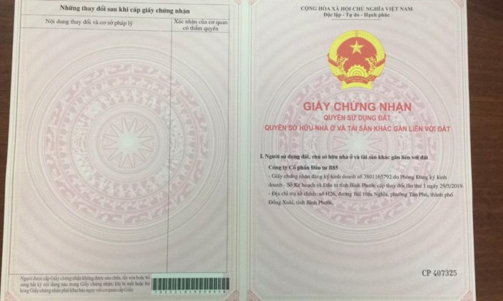 Sổ đỏ dự án Asian Lake View Đồng Xoài