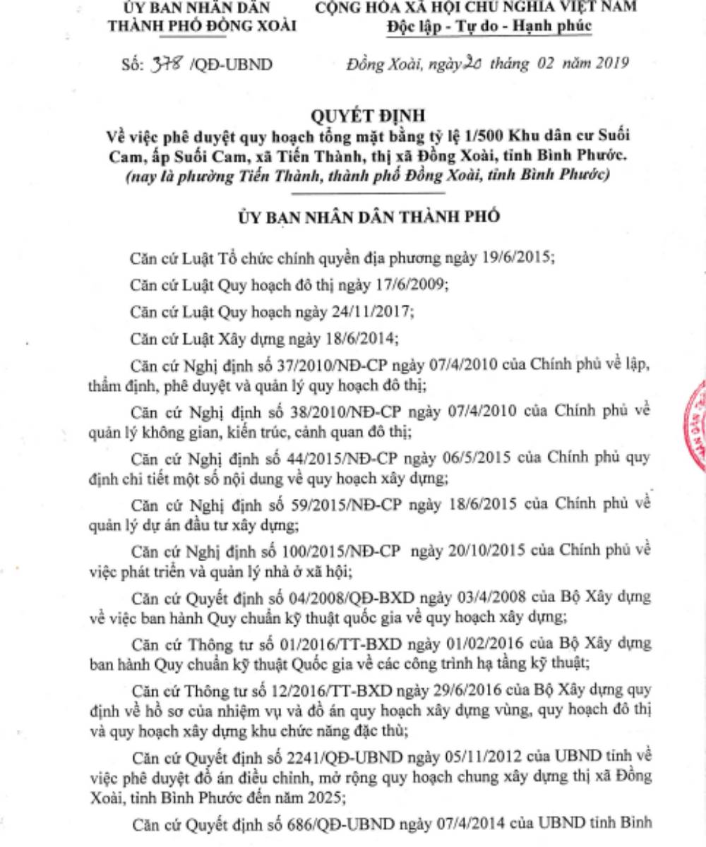 Quy hoạch 1/500 dự án Asian Lake View Đồng Xoài