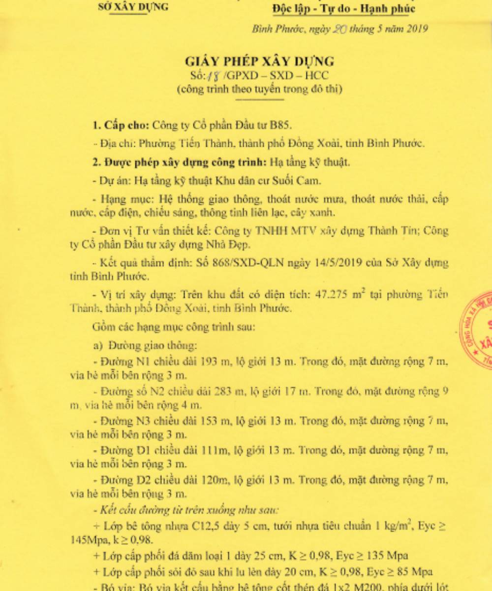 Giấy phép xây dựng dự án Asian Lake View Đồng Xoài