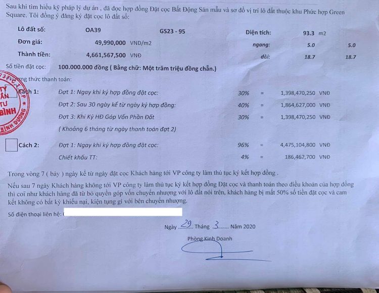 Giá bán Green Square Dĩ An City từ 50 triệu/m2