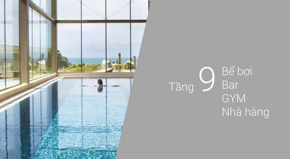 Thiết kế tầng 9 dự án căn hộ chung cư The Light Phú Yên là Bễ bơi, Bar, Gym, Nhà Hàng