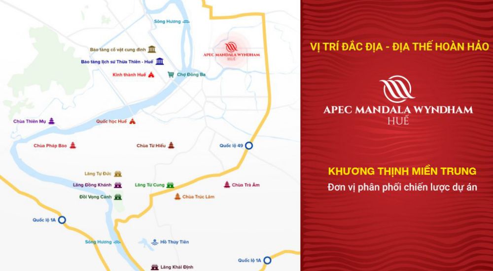 Vị trí dự án căn hộ Apec Mandala Wyndham Huế 