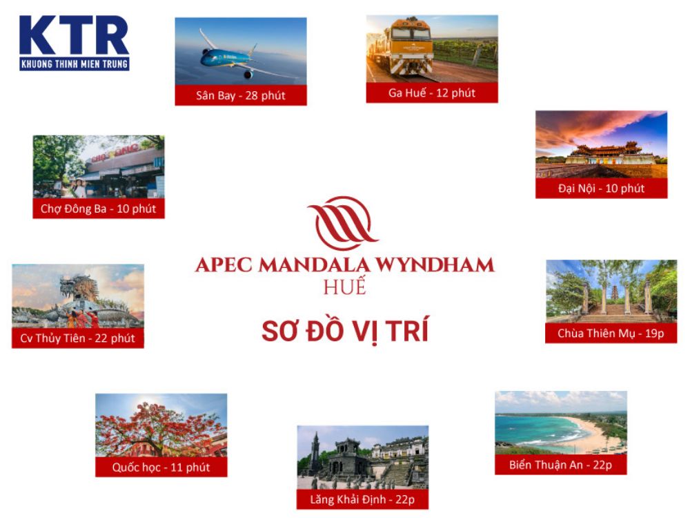 Vị trí dự án kết nối căn hộ Apec Mandala Wyndham Huế theo Google Map