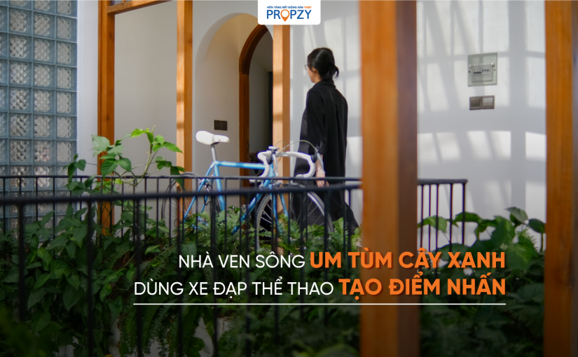 Sáng ngủ dậy thấy ánh nắng chan hoà nhưng vẫn mát mẻ, ngôi nhà ven sông thiết kế đặc biệt với giếng trời um tùm 12 loại cây xanh