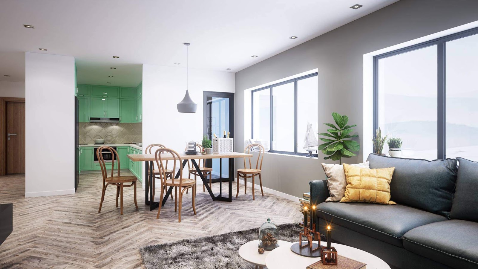 cach-thiet-ke-phong-khach-lien-thong-nha-bep-tien-dung