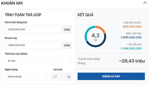 Cách tính tiền vay mua chung cư trả góp tại Propzy