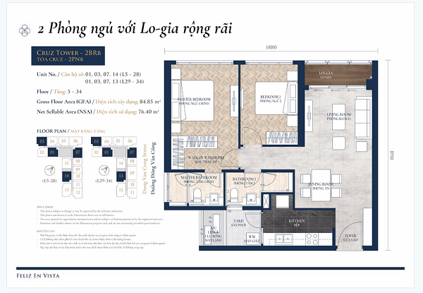 thiet ke can ho 2 phong ngu cua chung cu feliz en vista