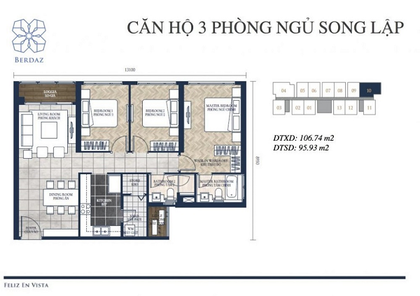 thiet ke can ho 3 phong ngu du an feliz en vista