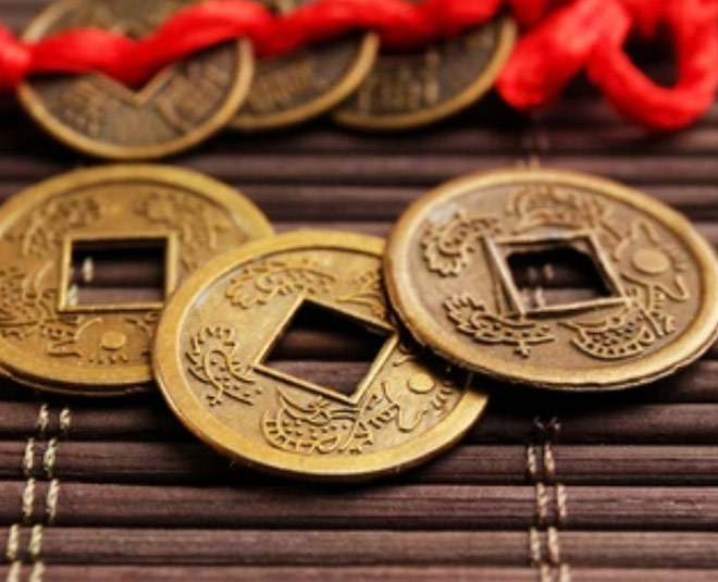 Ba đồng tiền phong thủy ruy băng đỏ
