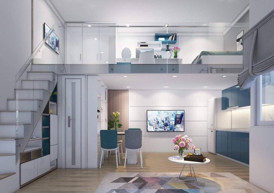 can ho mini co gac lung phong cach hien dai