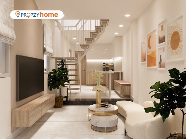 Kết hợp giếng trời ở giữa ngôi nhà mang lại sự thông thoáng cho không gian