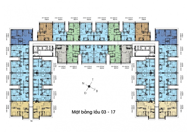 Mặt bằng căn hộ lầu 3-17 tại Sunview Town