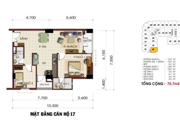 Mặt bằng căn hộ chung cư Khang Gia Quận Gò Vấp, Tp.HCM