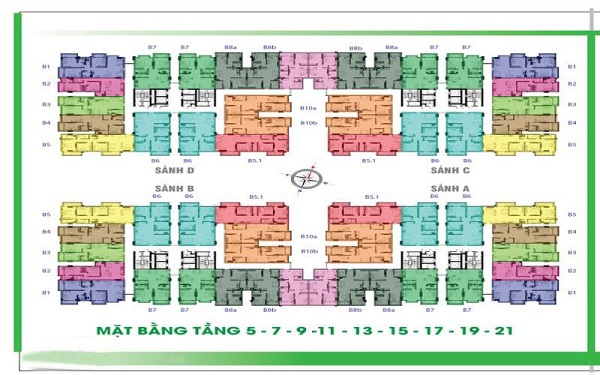 Mặt bằng căn hộ Oriental Plaza tầng 5,7,9,11,13,15,17,19,21