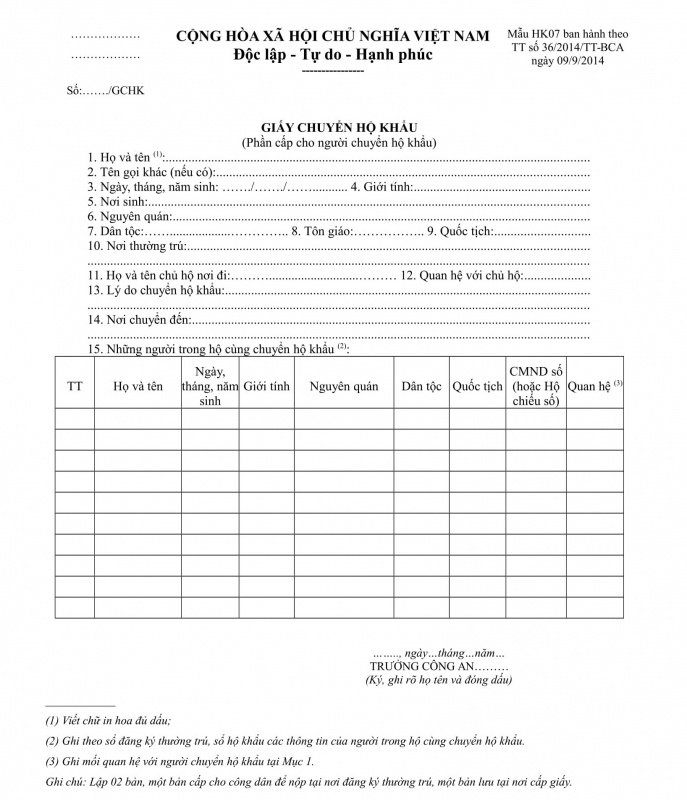 mau don xin nhap ho khau vao can ho chung cu