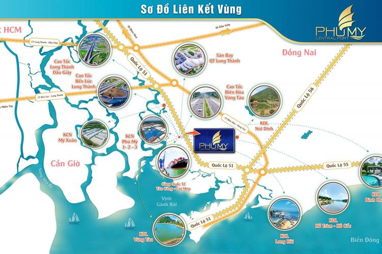 Vị trí dự án đất nền Phú Mỹ Central Port Bà Rịa