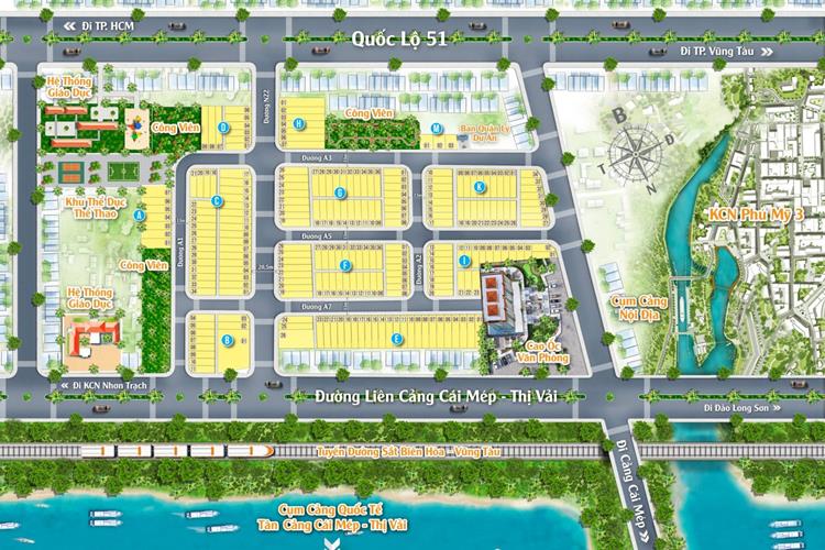 Mặt bằng dự án đất nền Phú Mỹ Central Port Bà Rịa