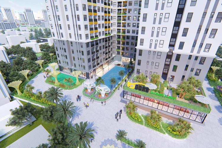 Hồ bơi và công viên dự án căn hộ Bcons Green View Bình Dương