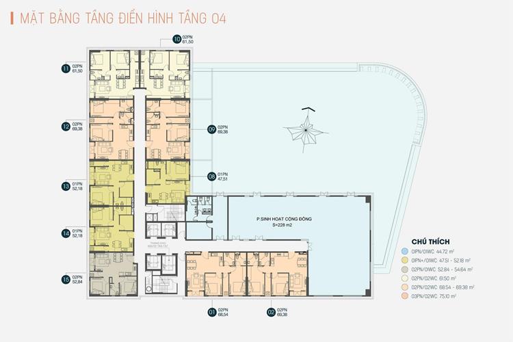 Mặt bằng tầng 4 dự án căn hộ Viva Plaza