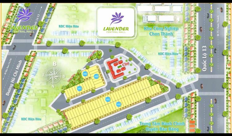 Mặt bằng phân lô dự án đất nền Lavender Central Mall Bình Dương
