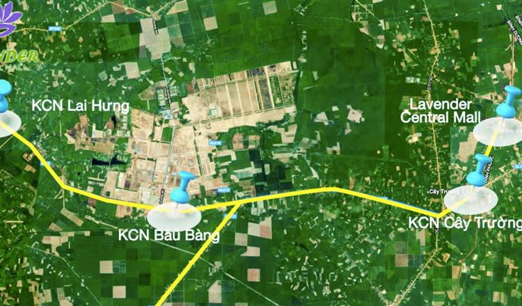 Vị trí dự án đất nền Lavender Central Mall Bình Dương