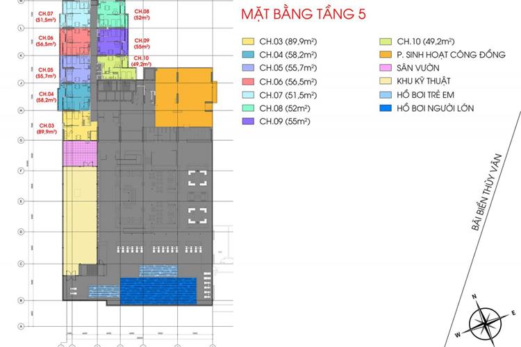 Mặt bằng tầng 5 căn hộ khách sạn CSJ Tower Vũng Tàu