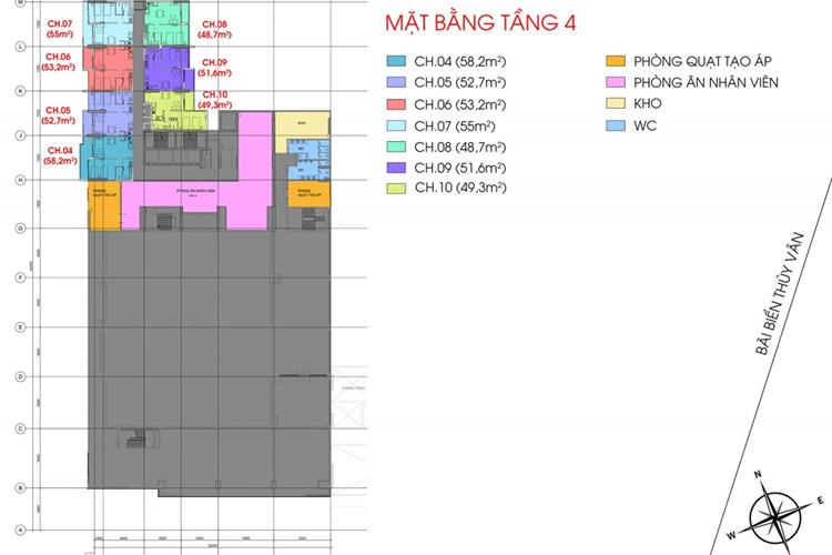 Mặt bằng tầng 4 căn hộ khách sạn CSJ Tower Vũng Tàu