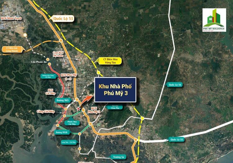 Vị trí Khu dân cư Tân Phước (Phố chuyên gia Phú Mỹ 3) Bà Rịa