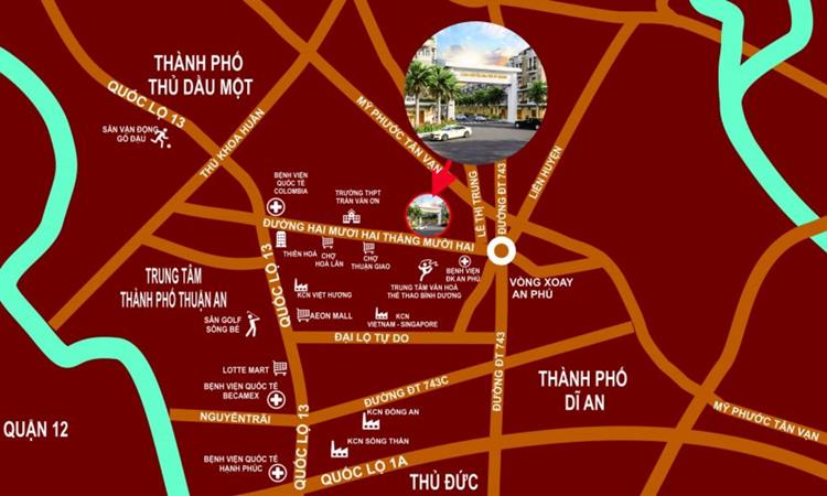 Vị trí dự án Làng chuyên gia Phú Uy Khanh Bình Dương